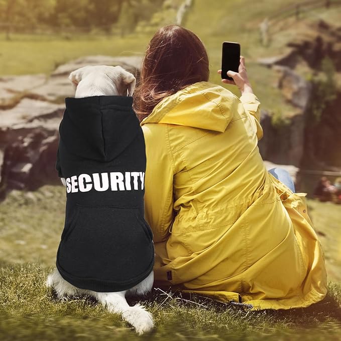 Dog Sweaters for Medium Dogs Security Dog Hoodie Dog Sweater Soft Brushed Fleece Dog Clothes Dog Hoodie Sweatshirt with Pocket(M)