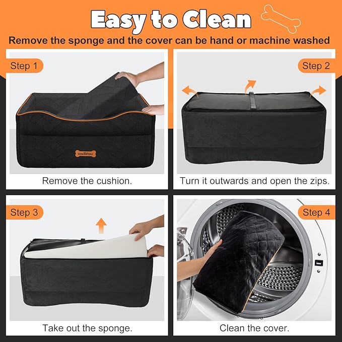 Medium Dog Car Seat, Dog Booster Seat Under 50Lbs or 2 Small Dogs Washable, Pet Car Seats with 2 Safety Leash, Dogs Sofa Bed Cushion Add Thick Sponge, Pet Cars Carrier for Travel, Black