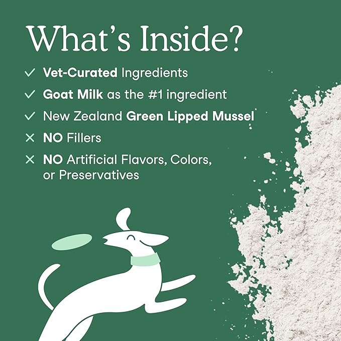 Fera Pets Goat Milk - Cat & Dog Hip and Joint Support with Glucosamine, MSM & Green Lipped Mussel - Supports Flexibility, Mobility & Bone Health - for Picky Eaters - 60 Tsps