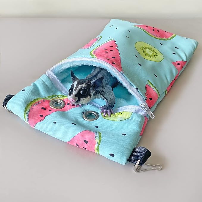 Waterproof composite Fabric Sugar Glider Bonding Carry Pouch Portable Small Animal Carrier Bag Small Animal Bonding Crossbody Strap for Hamster Rat Gerbil Other Small Pet Sleeping Bag With Vent (Blue)
