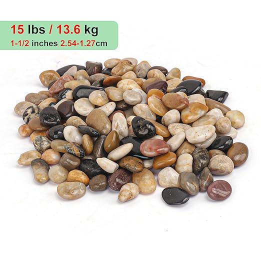 22 lbs Decorative River Rocks, 1-1/2 Inch Highly Polished Decorative Garden Stone and Large River Rocks for Outdoor, Landscaping, Garden Decoration, Indoor Plants
