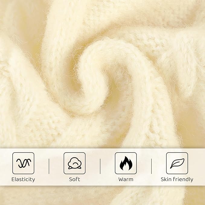 Queenmore Small Dog Pullover Sweater, Cold Weather Cable Knitwear, Classic Turtleneck Thick Warm Clothes for Chihuahua, Bulldog, Dachshund, Pug (White, Medium)