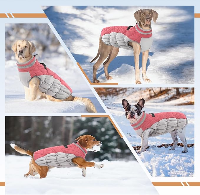 Dog Coats for Small Dogs, Puppy Coat, Warm Winter Jacket, XS Dog Coat with Harness Built in, Waterproof Pet Cold Weather Coats, Puppy Winter Clothes Snowsuit Chihuahua Maltese,Pink,XS