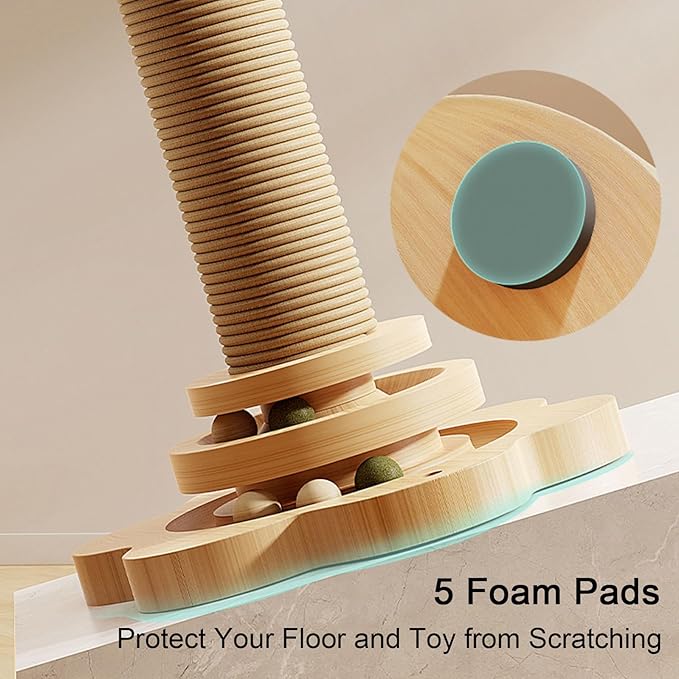 Cat Scratching Post 16'' Tall Cat Scratching Posts for Indoor Cats Adults with Hanging Ball and Interactive Wooden Ball Sisal Rope Cats Scratch Post