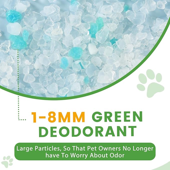 NEWORD Crystals Cat Litter Silica Gel, 14LB Bag, Superior Odor Control, Non Clumping Cat Litter, Lightweight Cleaning Crystals for Home Kitty Litter Boxes Cats Pets, Aloe Vera Fragrance