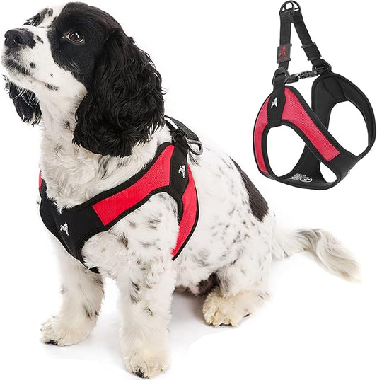 Gooby Escape Free Easy Fit Harness - Red, Large - No Pull Step-in Patented Small Dog Harness with Quick Release Buckle - Perfect On The Go No Pull Harness for Small Dogs or Medium Dog Harness