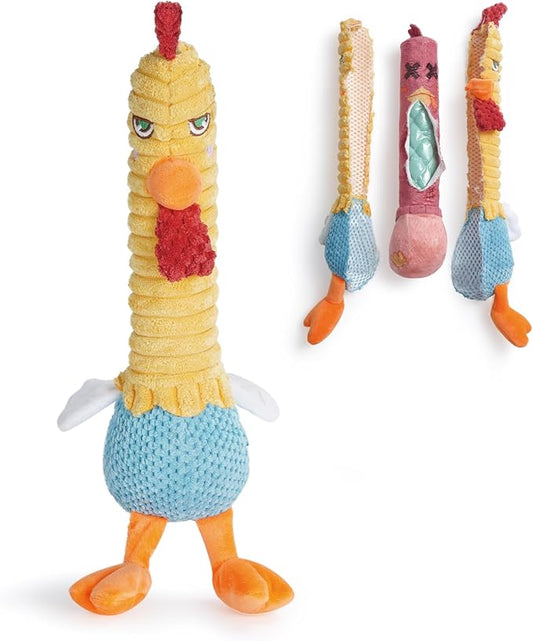 Nocciola 3 in 1 Rip and Reveal Chicken Dog Toy, Suprise Toys Inside- Durable Stuffed Squeaky Crinkle Chew Animal Toy for Medium Large Breed, Funny Cute Teething Keep Busy Pet Supplies