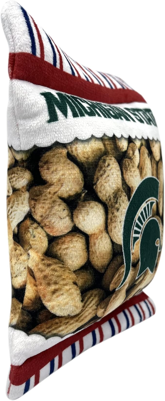 NCAA Michigan State Spartans Crinkle FINE Plush Dog & CAT Squeak Toy- Cutest Stadium Peanuts Snack Toy for Dogs & Cats with Inner Squeaker & Beautiful Football/Basketball Team Name/Logo