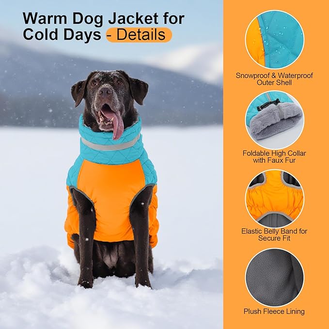 Warm Dog Coats for Small Dogs, Puppy Jacket, Waterproof Dog Jacket with Harness Built in, Zipper Clousure, Fleece Lining for Cold Weather, Small Puppy Clothes for Chihuahua, Maltese - XS