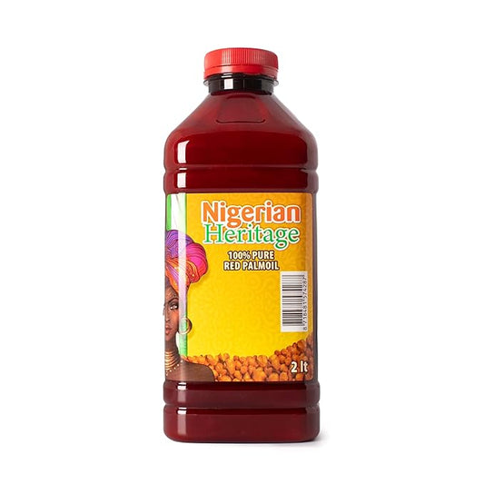 Nigerian Heritage 100% Red Palm Oil 67.63 Fl Oz – Pure Red Palm Oil for Cooking – Natural African Palm Fruit Oil, Authentic Pure Red Oil for Stews, Sauces, and More, 2 Liter Bottle