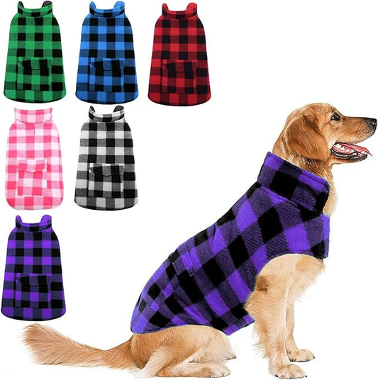 ASENKU Dog Jacket Plaid Reversible Reversible Dog Vest Waterproof Cold Winter Clothes Pet Apparel for Small Medium Large Dogs (2XL, Purple)