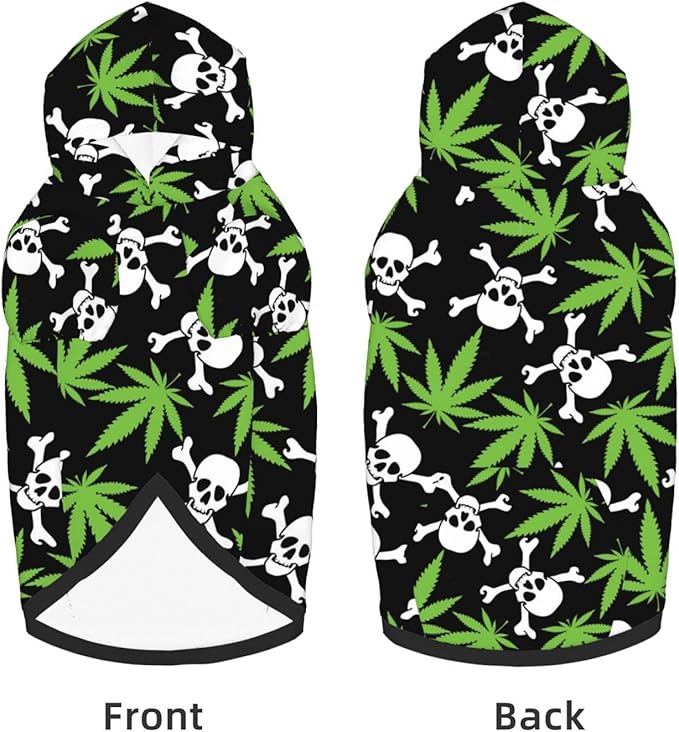 Skull Weed Leaf Dog Hoodies，Dog Clothes with Pocket and Hat Winter Clothes Sweaters for Medium Large Dogs Girl Boy Pets' Clothes Outfits