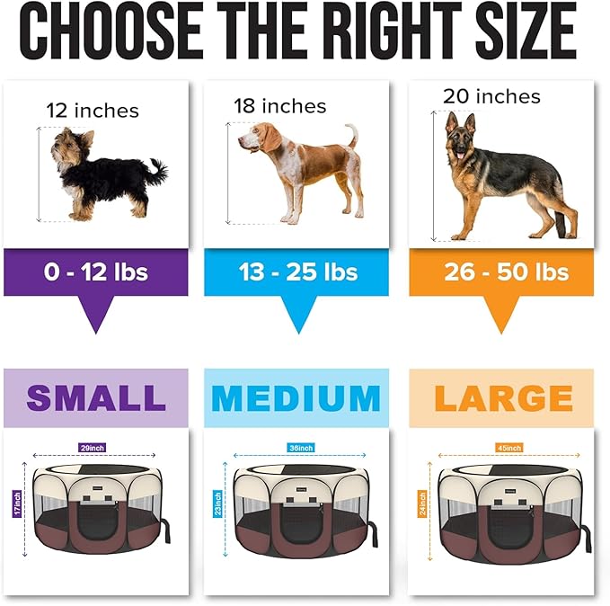 Portable Pet Playpen, 8-Panel Indoor/Outdoor Puppy Pen with Shade Cover & Travel Bag - Waterproof Dog Cat Tent Includes Collapsible Bowl