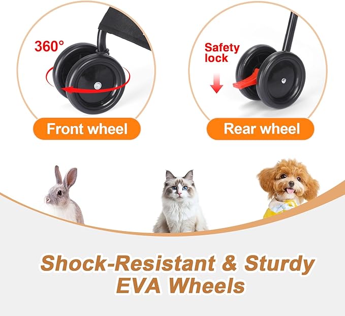 Wedyvko Travel Portable Dog Stroller, Pet Stroller for Small Puppy Dogs & Cats, Up to 33 lbs, Black