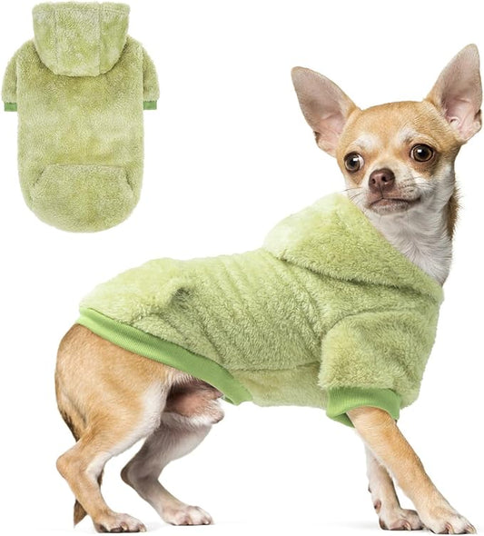 SCENEREAL Fleece Sweater Hoodie for Small Medium Large Dogs, Fuzzy Warm Sweatshirt With Pocket, Girl Boy Clothes for Winter/Fall, Designer Cute Male/Female Apparel With Leash Hole