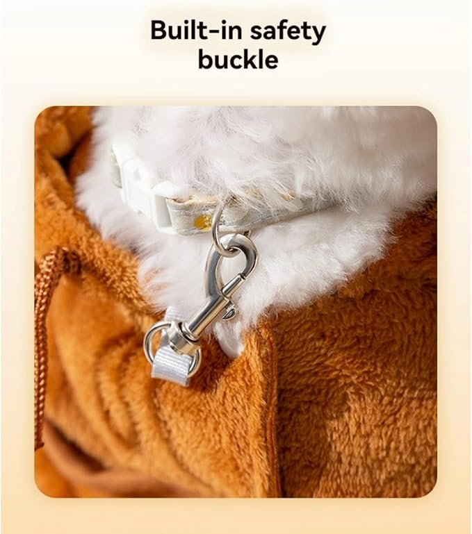 Cat Puppy Costume Winter Warm Outing Backpack Cute Bear Bee Design Anti-Escape Bag for Kitten Cat Small Dog (bee,Large)