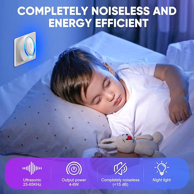 2025 Upgraded Ultrasonic Pest Repeller Indoor Ultrasonic Repellent, Mouse Repellent for Roach, Rodent, Mouse, Mosquito, Mice, Spider, Ant, Bugs Electronic Plug-in Pest Control 6 Pack（White）