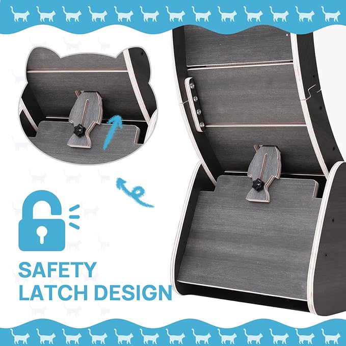 43 Inch Large Cat Exercise Wheel for Indoor Cats, Silent Treadmill, Non-Tip Design, Safe & Quiet Cat Running Wheel, Easy to Assemble, Supports Cats Up to 55 lbs (Black)