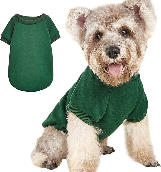 Puppy Sweater for Small Dogs Clothes Warm Winter Cat Clothe Pet Sweatshirt Knitwear Doggie Kitten Clothing, Green, Small