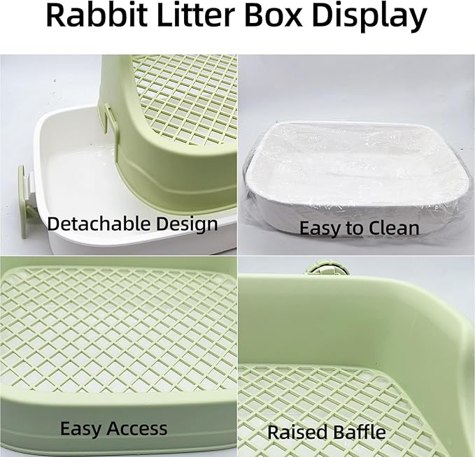 Tfwadmx Rabbit Litter Box Bunny Potty Training Litter Boxes Guinea Pig Corner Bedding Box Small Animal Toilet for Ferret,Chinchilla,Galesaur(Green)