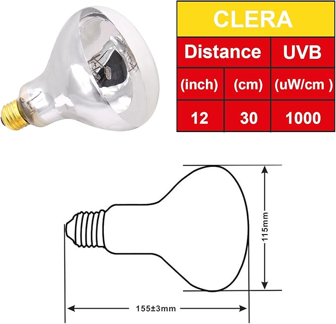 Aiicioo UVB Reptile Light 160W - UVB Light Bulb for Reptile Mercucry Vapor Bulb Heat Basking Lamp Bulb Full Spectrum UVA UVB All in One Sun Lamp for Bearded Dragon Lizard Turtle