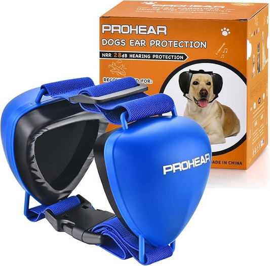 PROHEAR Ungrade GEL Pads Dog Ear Muffs Hearing Protection for Dogs, NRR 28dB for Thunder, Hunting, Tourism,Small - Blue