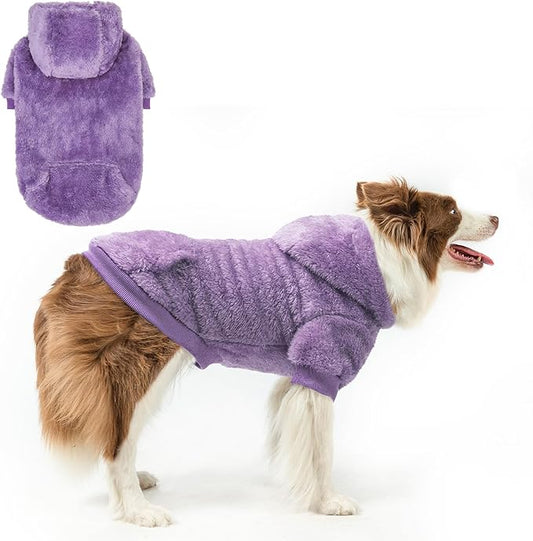 SCENEREAL Fleece Dog Sweater Hoodie with Pocket, Warm Sweatshirt - encha, Designer Cute Male/Female Dog Clothes - Leash Loop Included, Perfect for Small/Medium/Large Dogs, Neutral for Winter/Fall