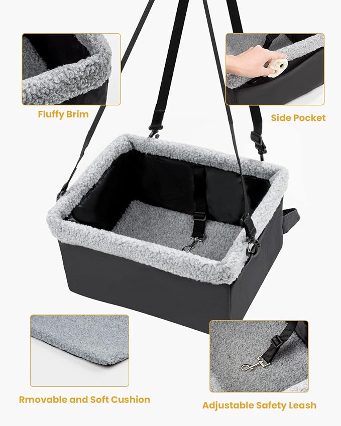Dog Car Seats for Small Dogs, Upgrade Dog Booster Seat with Metal Frame Construction with Double-Layer Oxford, Perfect for Small Pets,L-UP TO 10LBS