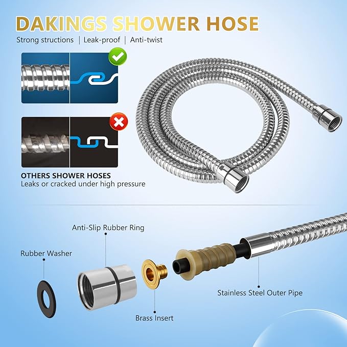 6 Spray Modes High Pressure Handheld Showerhead Set Upgraded 5 Inches Shower Head with Handheld Spray Premium Chrome Handheld Shower Head 60 Inches Stainless Steel Hose-1-Min Install