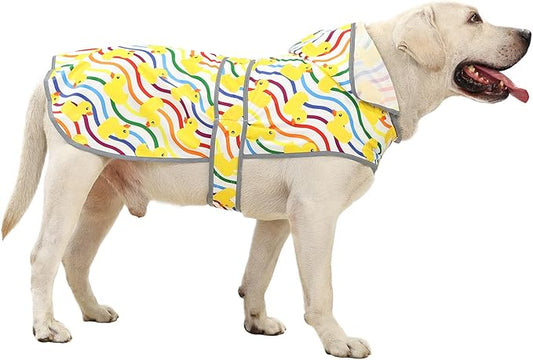 Dog Raincoat Hooded,Waterproof Rain Coat for Dogs with Adjustable Belly Strap,Reflective Strips, Lightweight Slicker Poncho Rain Jacket for Small Medium Large Dogs