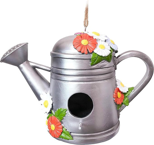 Spoontiques - Birdhouse - Garden Décor - Decorative Bird House for Yard and Garden Decoration - Hanging Novelty for Outdoor Patio - Watering Can Birdhouse