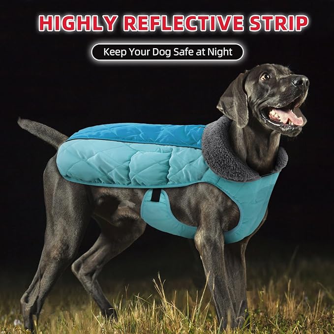 Doglay Dog Coat, Waterproof Dog Jacket Pet Winter Coat for Cold Weather with Thicken Furry Collar, Reflective Puppy Winter Jacket Warm Fleece Lining for Small Medium Large Pets