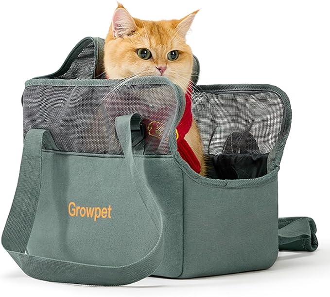 Cat Carrier, Soft Sided Breathable Mesh, Small Cats Pet Carrier up to 8 Lbs, Travel Carrier and Airline Approved Soft cat Carrier, 14.6in*10.6in*6.3in
