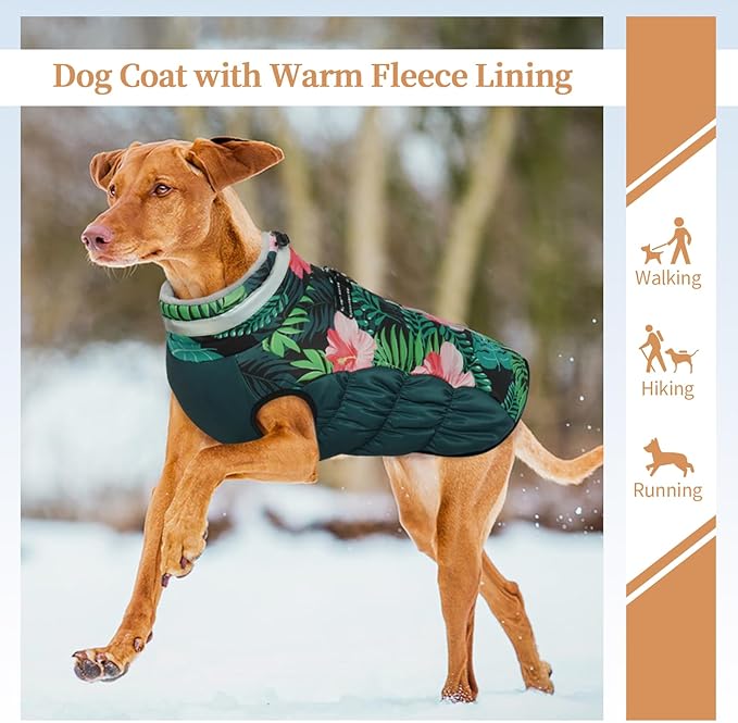 Winter Dog Coat,Large Dog Jacket,Waterproof Pet Jacket with Back Zipper,Pet Coat with Harness Built in,Warm Dogs Coat with Fleece Lined,Snow Jacket Clothes French Bulldog Shiba Inu,L