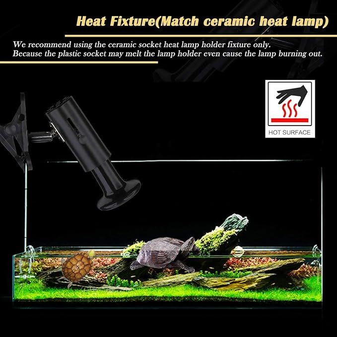 WUHOSTAM 3 Pack 100W Black Reptile Heat Lamp, Infrared Ceramic Emitter Bulb for Pet Coop Heater, Lizard, Turtle, Snake, Aquarium, No Harm No Light, ETL Listed