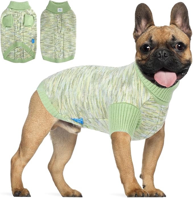 Pet Clothing,Turtleneck Dog Sweater,Sweaters for Dogs Boys and Girls,Pullover Dog Sweaters,Pet Knitted Clothes,Fit for Different Kinds Dogs,for Spring,Autumn and Winter(Green L)