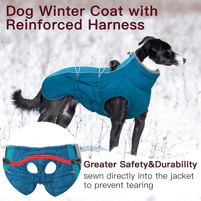Winter Jacket - XS Warm Zip Up Snowsuit Harness Vest, Reflective Water-Resistant Coat for Small Dogs, Chihuahua, Teacup Puppy, Green
