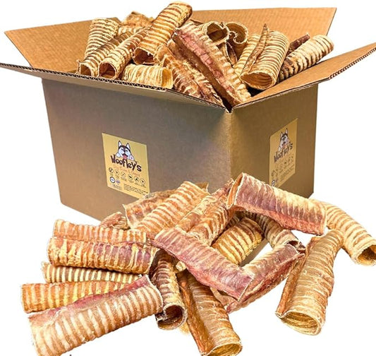 Woofley's Beef Trachea - (6 Inch 100 Pack) - Trachea Treats for Dogs - Natural Source of Glucosamine and Chondrotin for Joint Health - 100% Natural Beef Windpipe for Dogs
