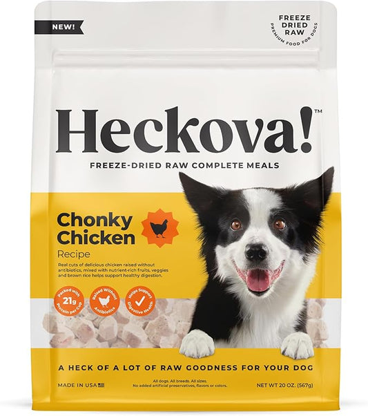 Chonky Chicken - Freeze Dried Raw Dog Food, Complete Meal, Real Cuts of Chicken for Training, Meal Topper, High Protein, 21g Per Cup, Made in The USA, 20oz Bag