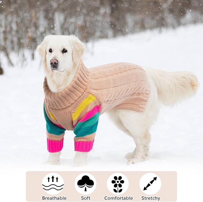 Dog Sweater Warm, Comfy Thick Sweaters for Large Size Dogs Girls Boys, Dog Christmas Sweaters Winter, Turtleneck Knit Sweater for Extra Large Dogs Boxer, Great Dane XXXL