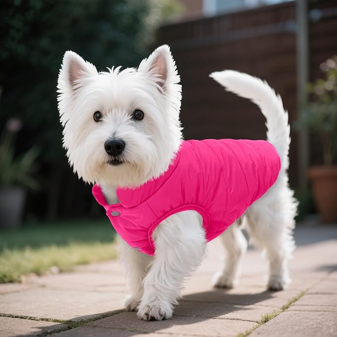 ASENKU Dog Winter Coat - Waterproof Windproof Dog Jacket, Warm Snowproof Doggie Puffer Vest for Cold Weather, Lightweight Snow Coats for Small Medium Large Dogs (Pink, S)