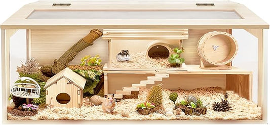 Prolee Hamster Cage Chew Proof Wood, 48 Inch Mice and Rat Habitat Openable Top with Acrylic Sheets Solid Built, 48 x 19.5 x 19.5 Inch