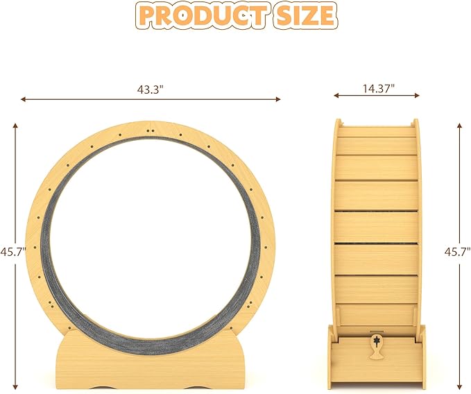 41" Cat Exercise Wheel, Cat Exercise Wheel for Indoor Cats, with Soft Carpeted Running Surface, Safety Lock & Quiet Design - Ideal Animal Running Wheel for Exercise, Walking, Training