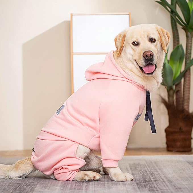 Dog Hoodies Winter Coat for Large Medium Dogs, Pullover 8 Legs Warm Coat Hooded Sweatshirt, Fleece Hoodie for Cold Weather (Pink, X-Large)