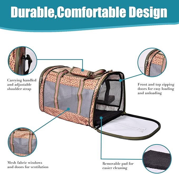 Soft-Sided Kennel Pet Carrier for Small Dogs, Cats, Puppy, Airline Approved Cat Carriers Dog Carrier Collapsible, Travel Handbag & Car Seat
