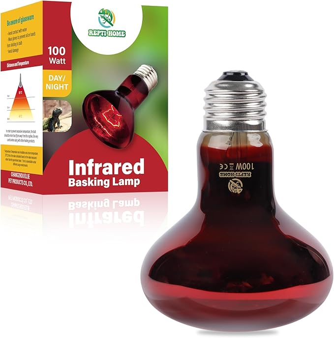 Reptile Heat Lamp,100W Red Basking Spot Lamp Bulb for Chickens Amphibians, Infrared Heat Emitter Light for Coop