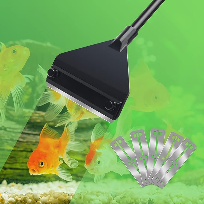 Luxiv Stainless Steel Algae Scraper Black, Aquarium Glass Cleaner Tools 25.6 Inches Fish Tank Scrapering Cleaner Handheld Scraper for Aquarium Tank