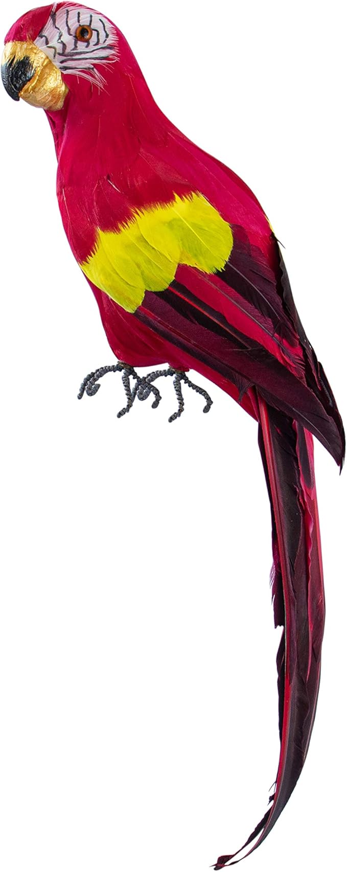AUEAR, 17.7 Inch Red Lifelike Artificial Birds Feathered Fake Shoulder Parrot Decor Model for Decoration Craft Decorative Prop