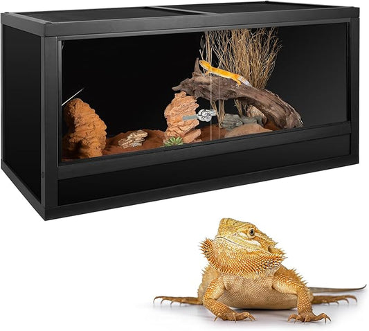REPTI ZOO 50 Gallon Wooden Reptile Tank Enclosure, 36x18x18 inch Reptile Terrarium for Bearded Dragon Ball Python Gecko Snake Turtle, Light Weight Habitat Cage