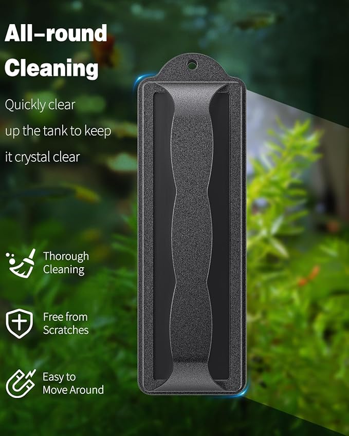 Pawfly Aquarium Magnetic Brush Fish Tank Glass Cleaner 4 Inch, Mini Stain Scrubber Pads for 3/5 Inch Thick Fish Tank up to 40 Gallons Aquarium Cleaning Tool with Rope (Non-Floatable)